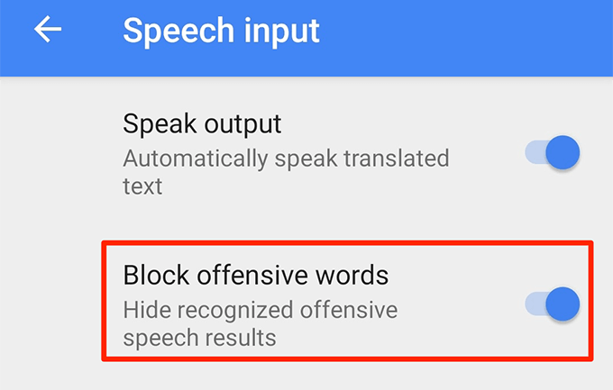 Block Offensive Words